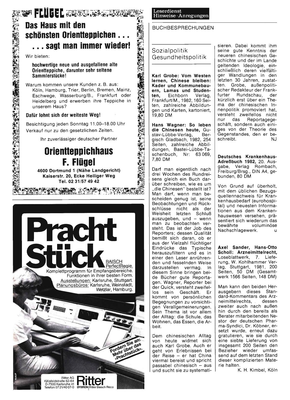 Vorschauseite 1: Sozialpolitik - Gesundheitspolitik: Deutsches Krankenhaus-Adreßbuch 1982