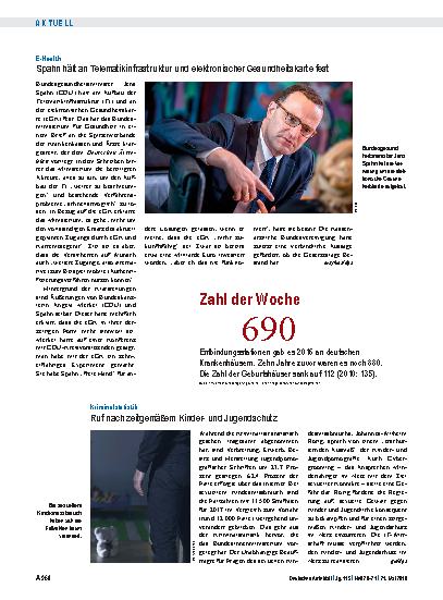 Vorschauseite 1: E-Health: Spahn hält an Telematikinfrastruktur und elektronischer Gesundheitskarte fest