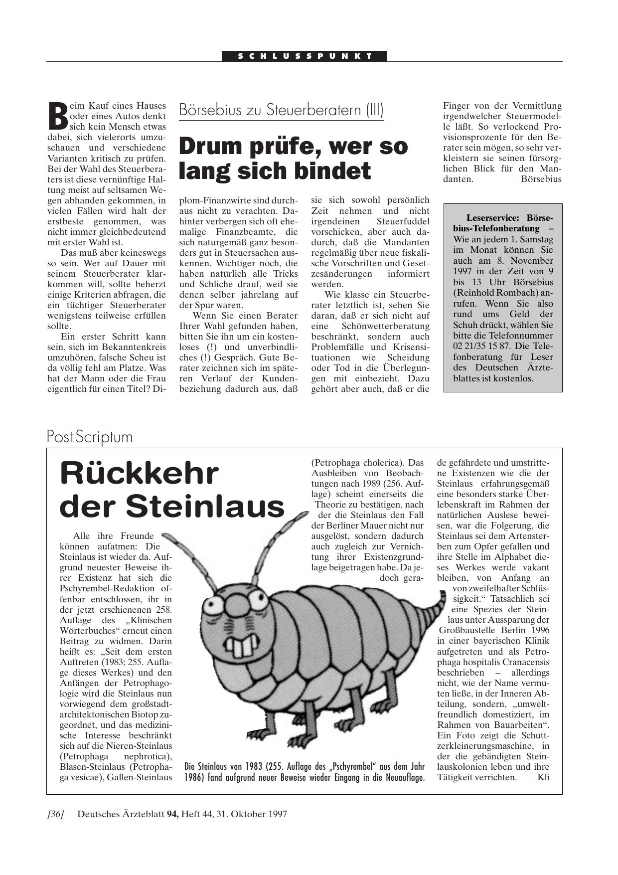 Vorschauseite 1: Leserservice: Börsebius-Telefonberatung