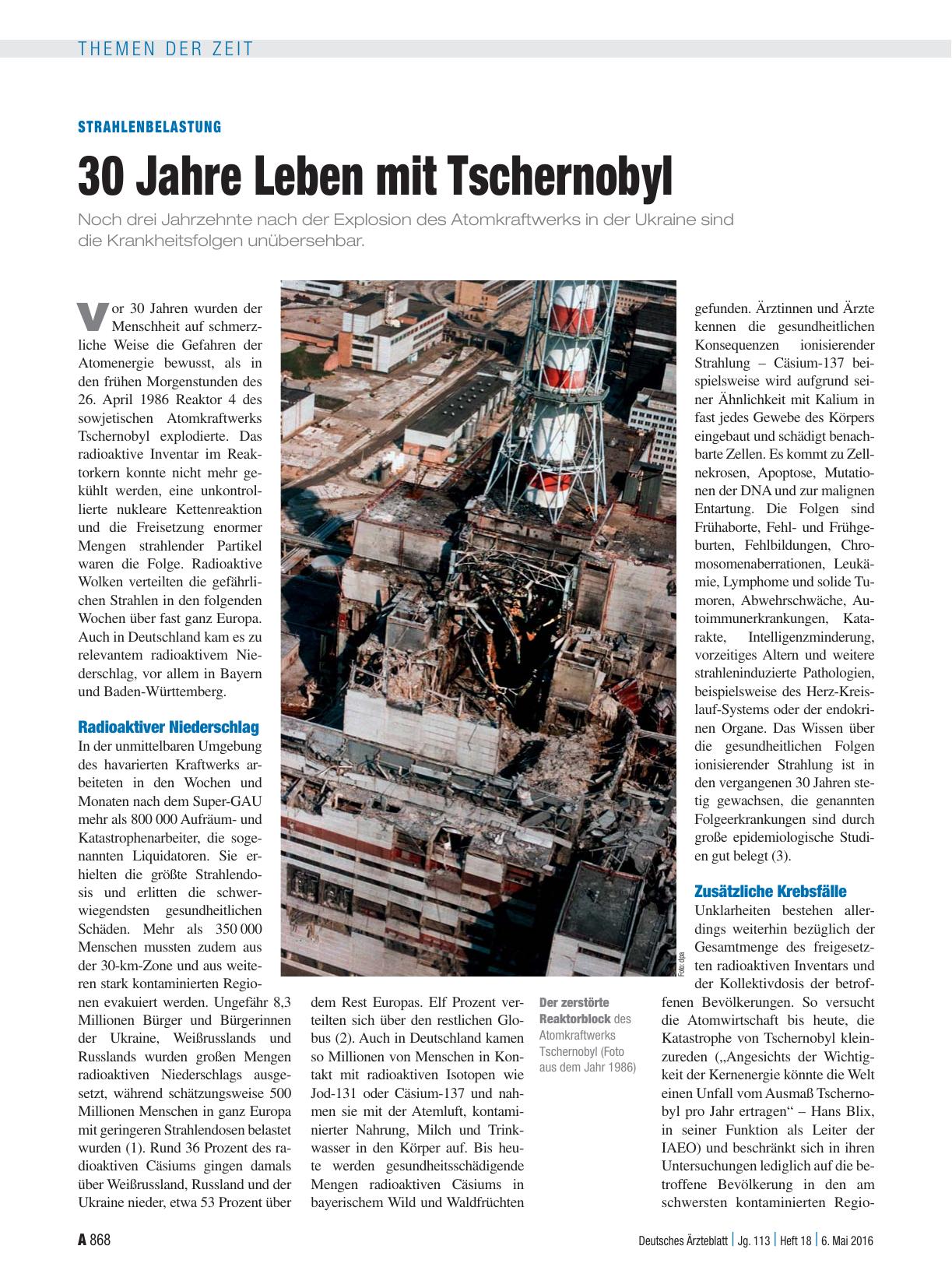 Vorschauseite 1: Strahlenbelastung: 30 Jahre Leben mit Tschernobyl