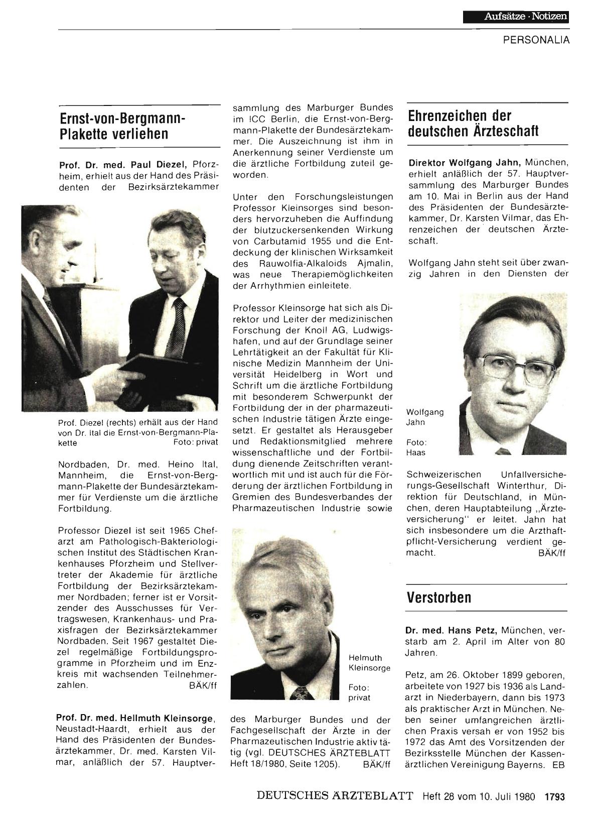 Vorschauseite 1: Ehrenzeichen der deutschen Ärzteschaft