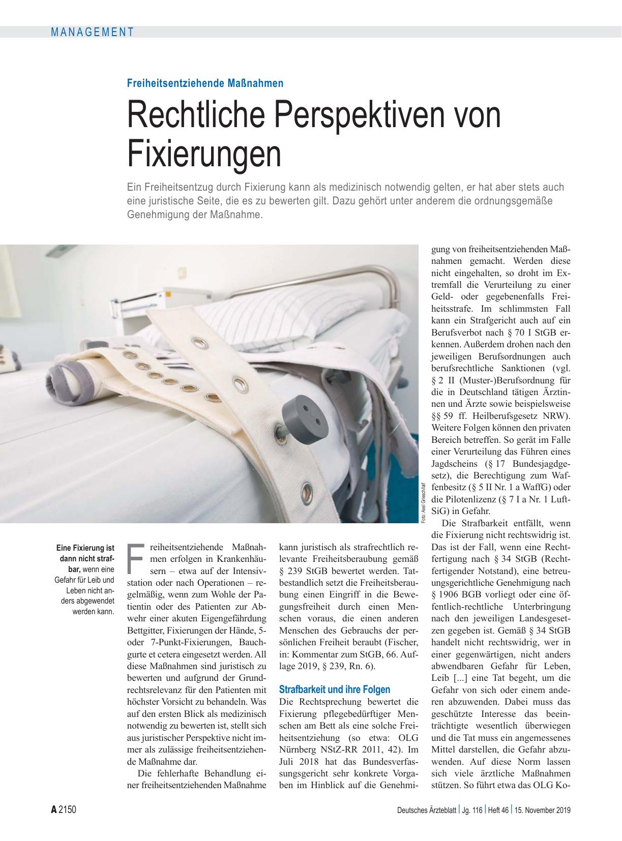 Vorschauseite 1: Freiheitsentziehende Maßnahmen: Rechtliche Perspektiven von Fixierungen
