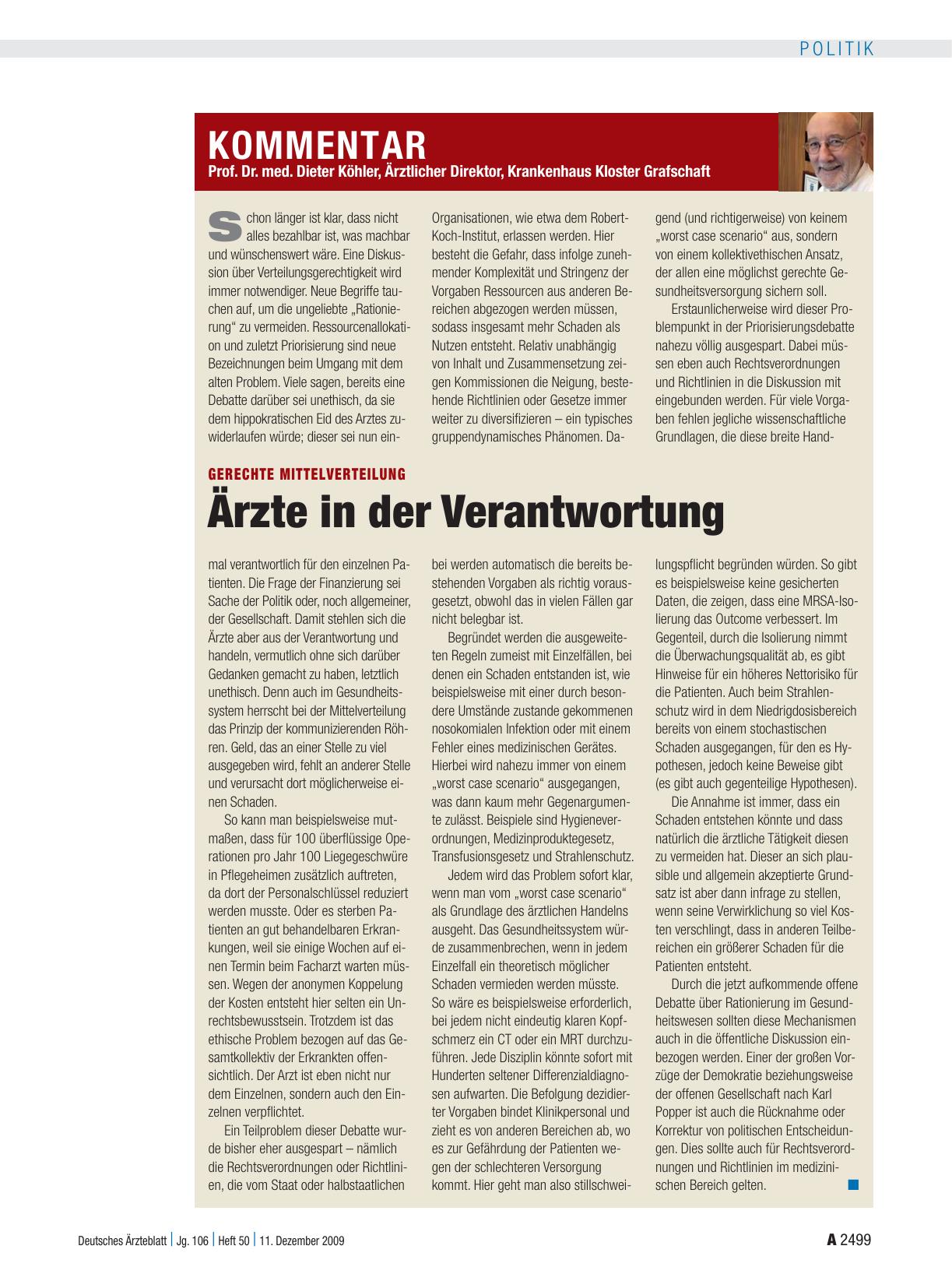 Vorschauseite 1: Gerechte Mittelverteilung: Ärzte in der Verantwortung