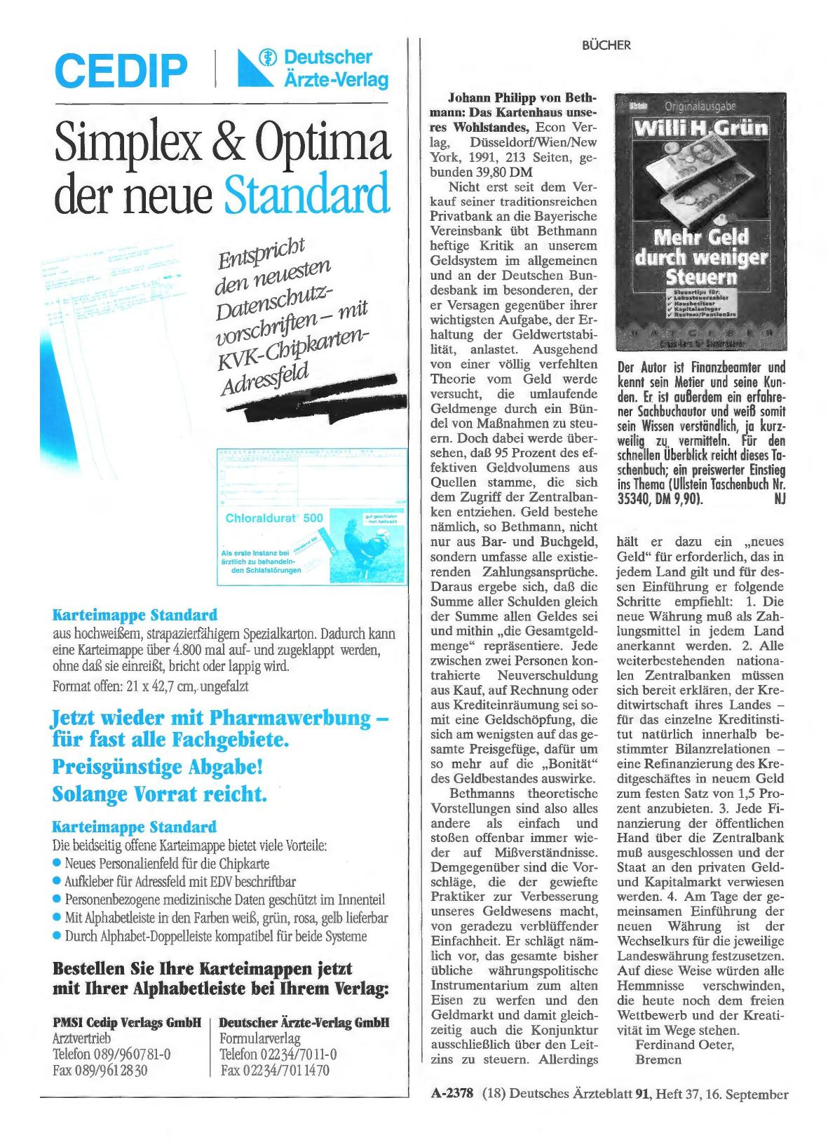Vorschauseite 1: Willi H. Grün: Mehr Geld durch weniger Steuern