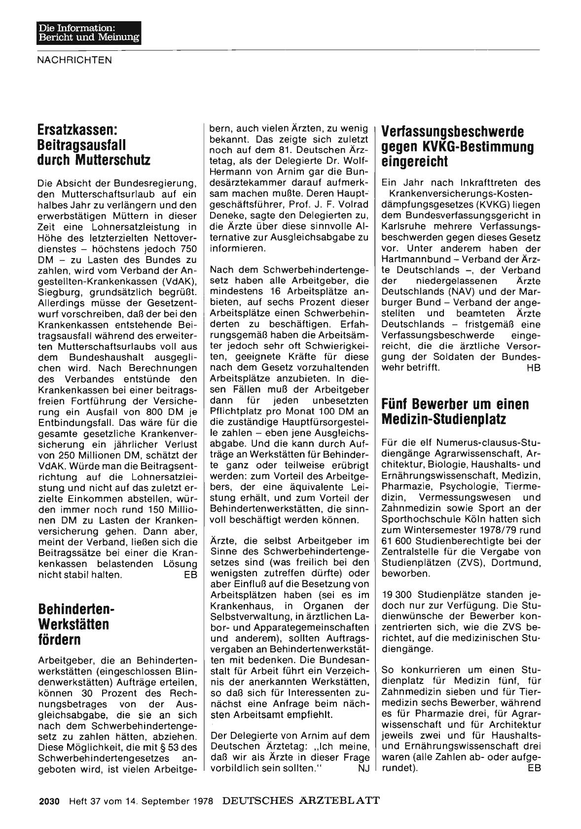 Vorschauseite 1: Behinderten-Werkstätten fördern