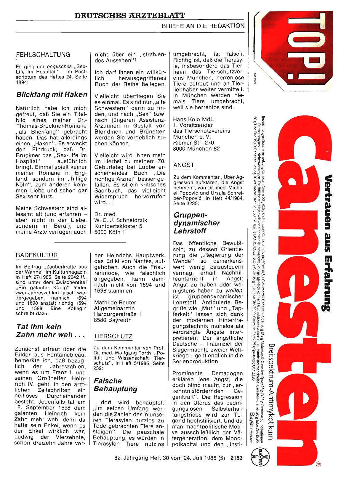 Vorschauseite 1: BADEKULTUR: Tat ihm kein Zahn mehr weh. ..