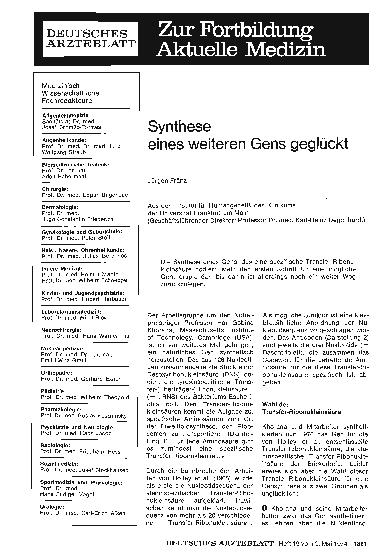 Vorschauseite 1: Synthese eines weiteren Gens geglückt