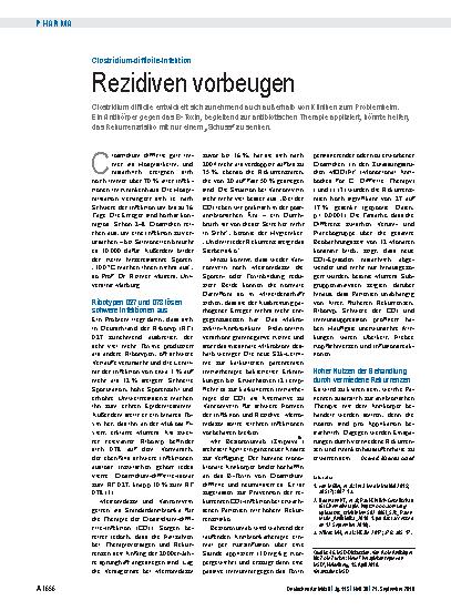 Vorschauseite 1: Clostridium-difficile-Infektion: Rezidiven vorbeugen