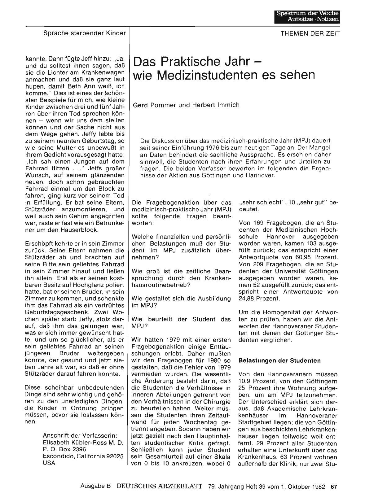 Vorschauseite 1: Das Praktische Jahr — wie Medizinstudenten es sehen