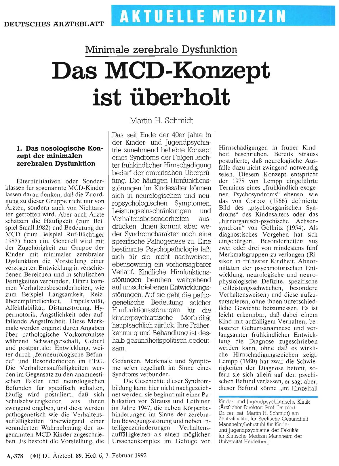 Vorschauseite 1: Minimale zerebrale Dysfunktion: Das MCD-Konzept ist überholt