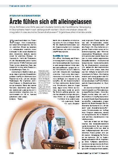 Vorschauseite 1: Integration im Gesundheitswesen: Ärzte fühlen sich oft alleingelassen