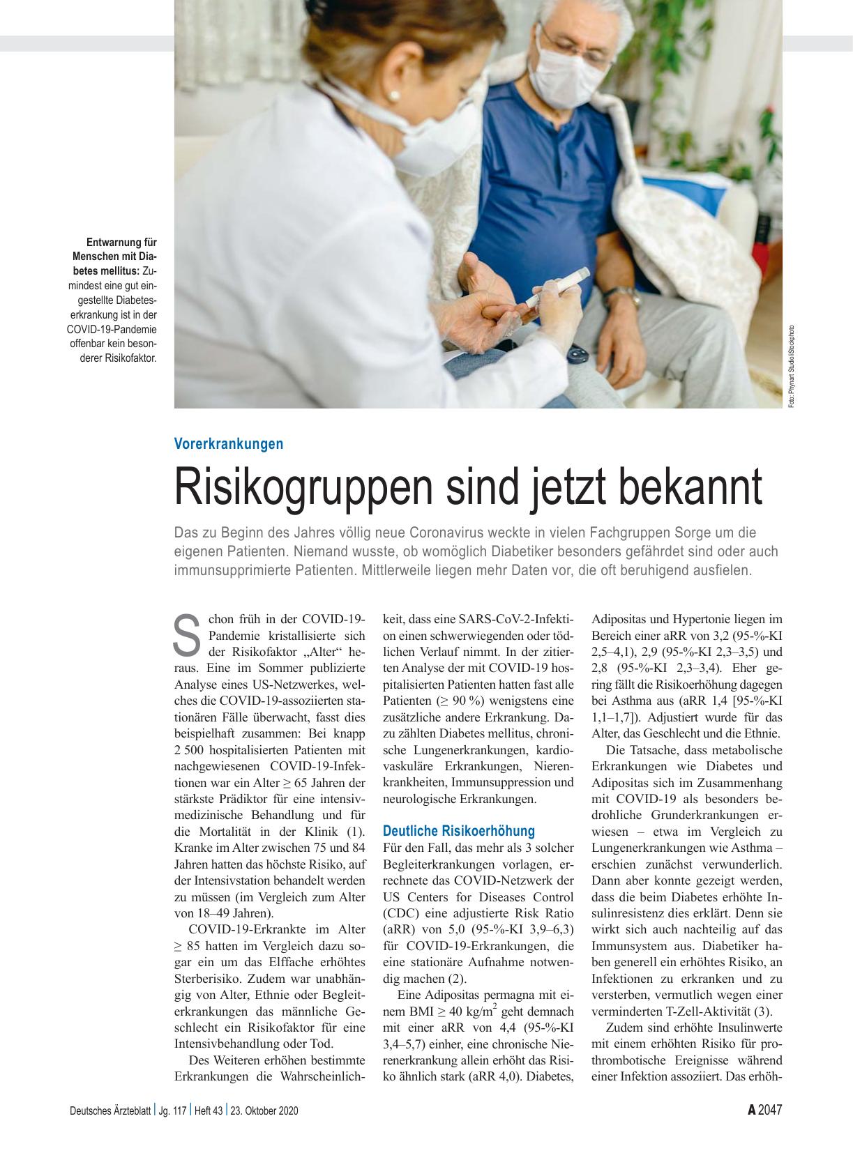 Vorschauseite 1: Vorerkrankungen: Risikogruppen sind jetzt bekannt