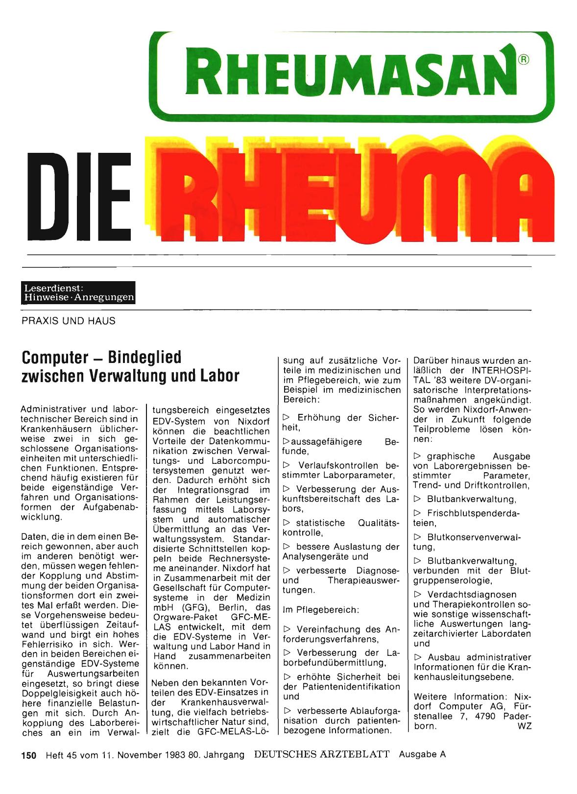 Vorschauseite 1: Computer — Bindeglied zwischen Verwaltung und Labor