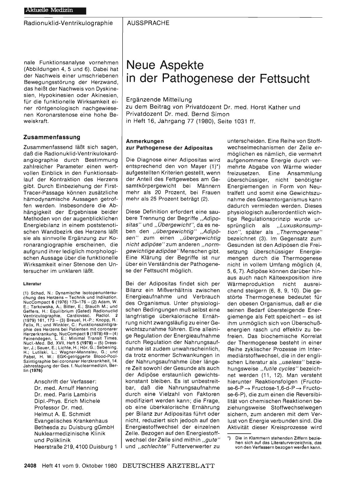 Vorschauseite 1: Neue Aspekte in der Pathogenese der Fettsucht