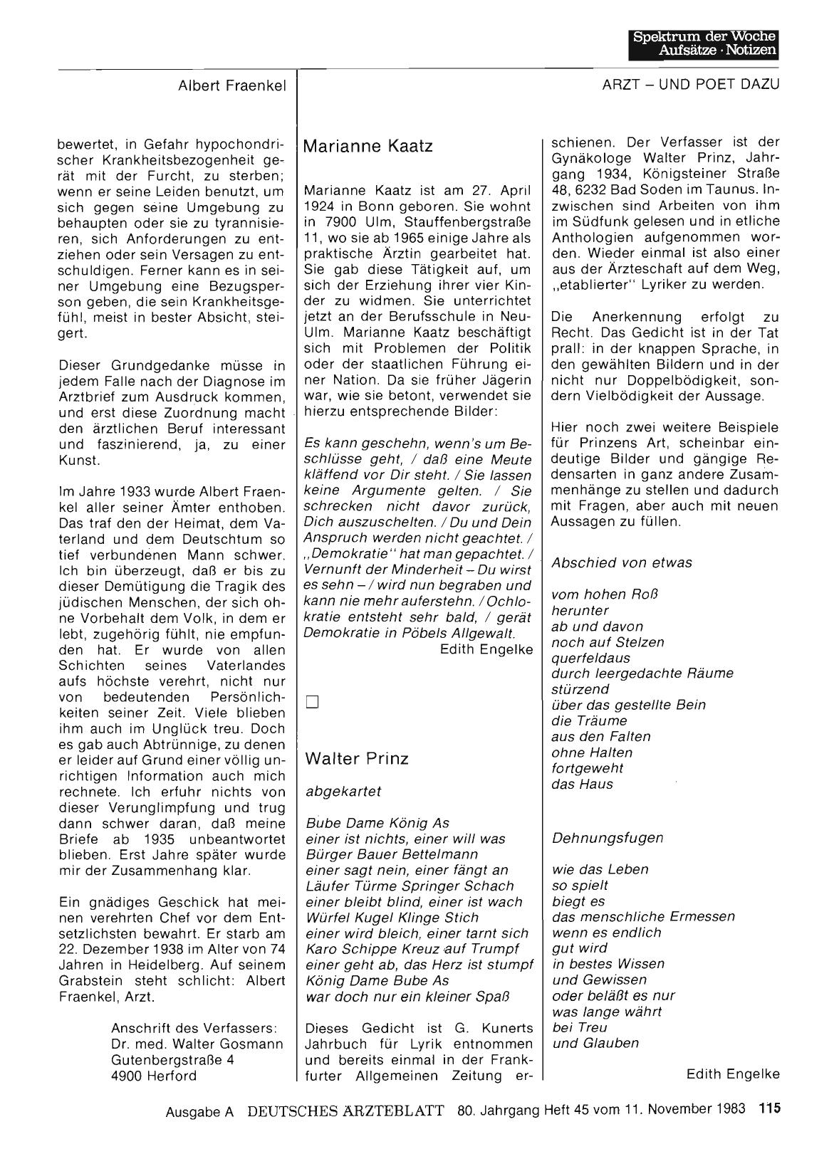 Vorschauseite 1: Marianne Kaatz - Walter Prinz