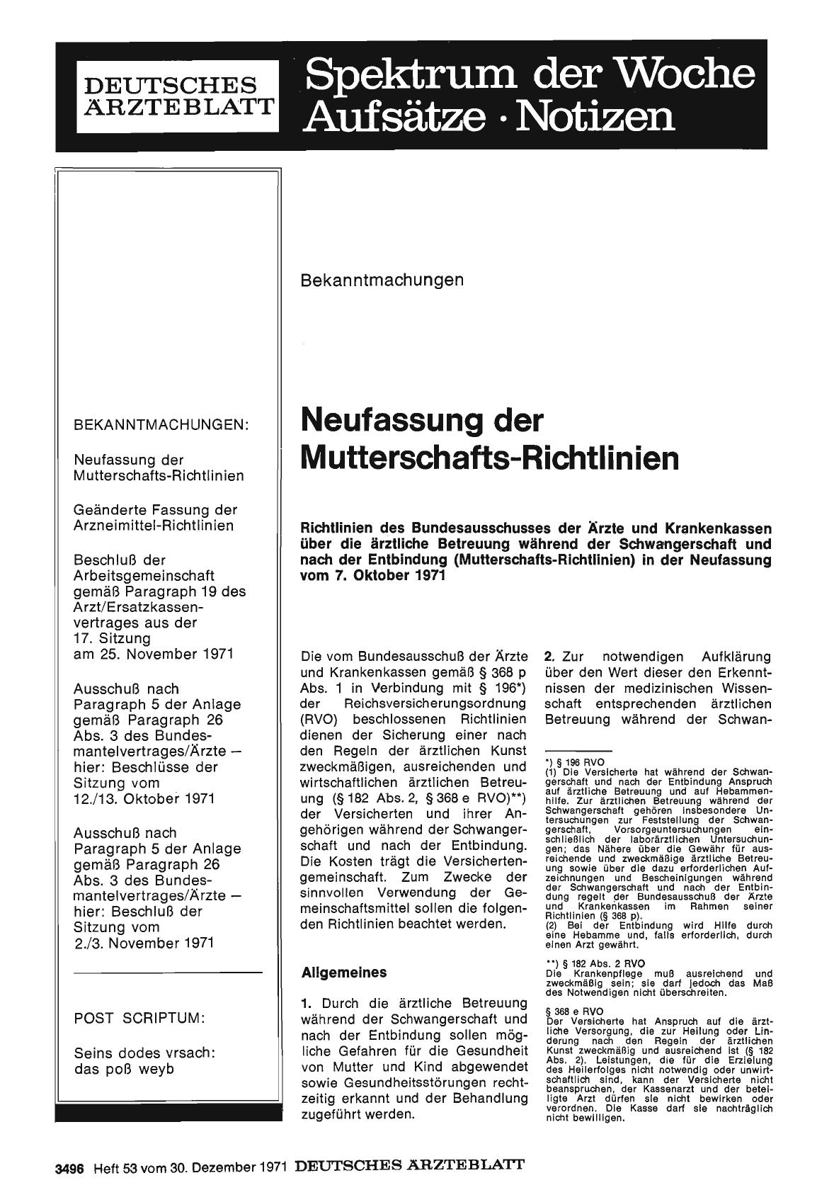Vorschauseite 1: Neufassung der Mutterschafts-Richtlinien