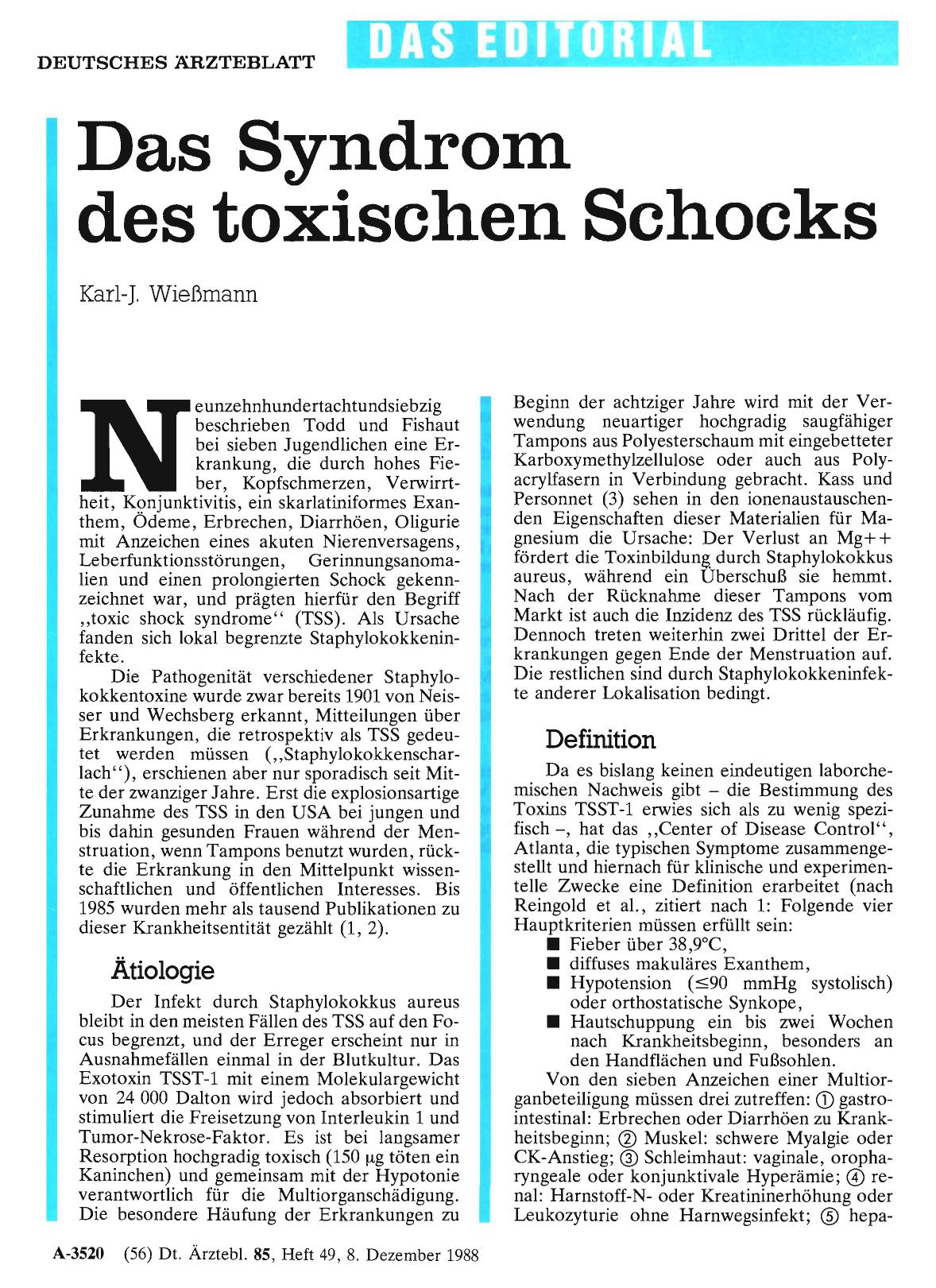 Vorschauseite 1: Das Syndrom des toxischen Schocks