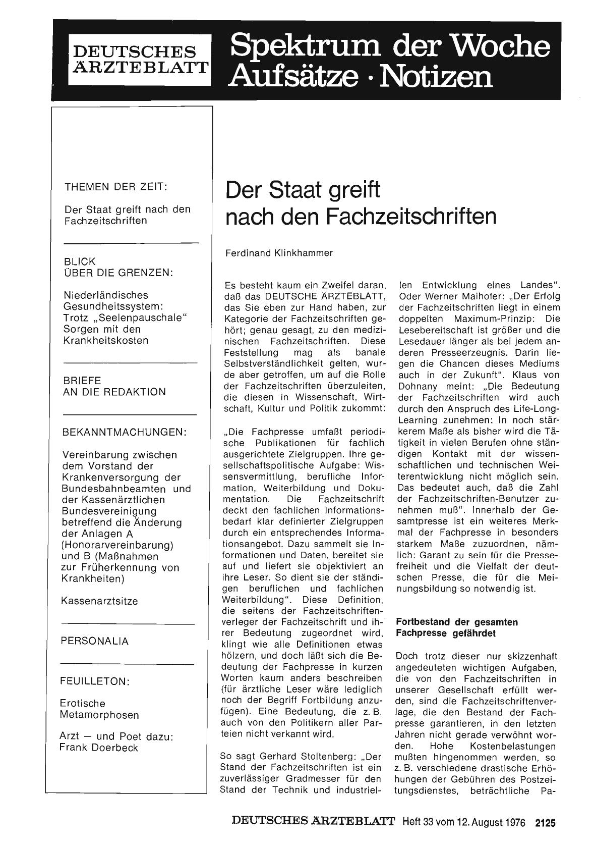 Vorschauseite 1: Der Staat greift nach den Fachzeitschriften