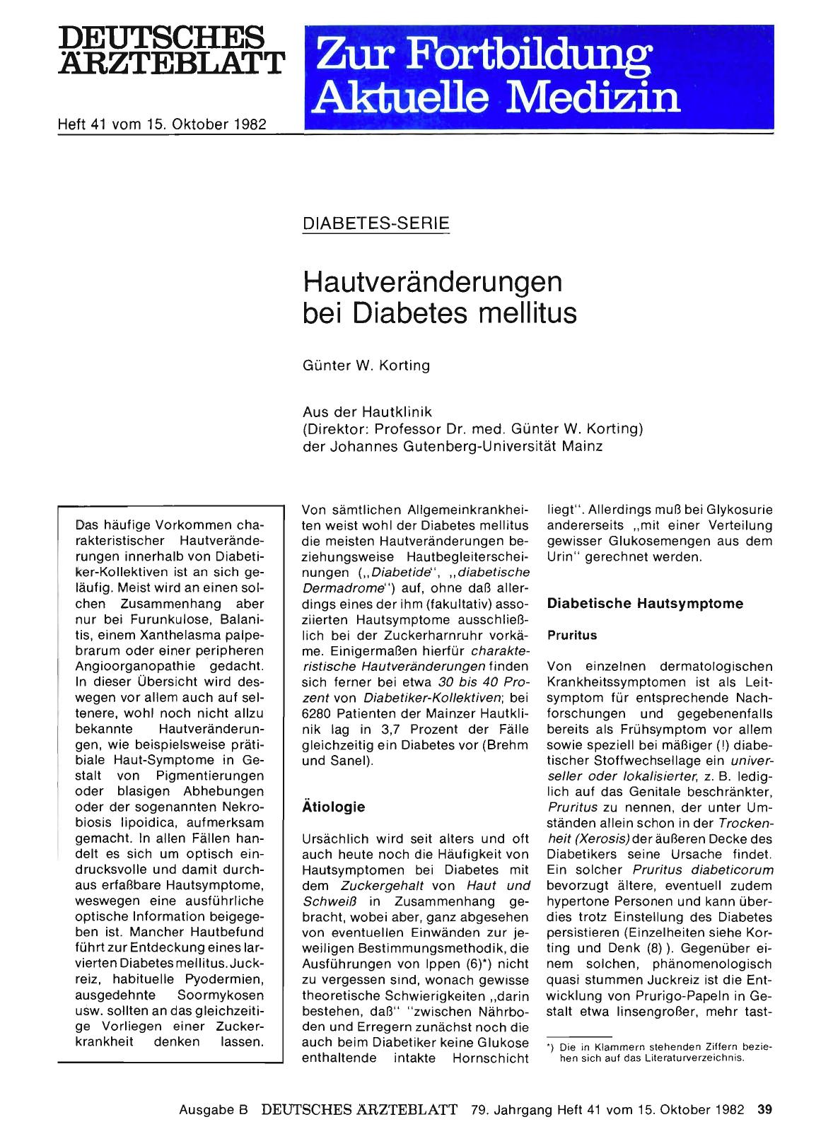 Vorschauseite 1: DIABETES-SERIE: Hautveränderungen bei Diabetes mellitus