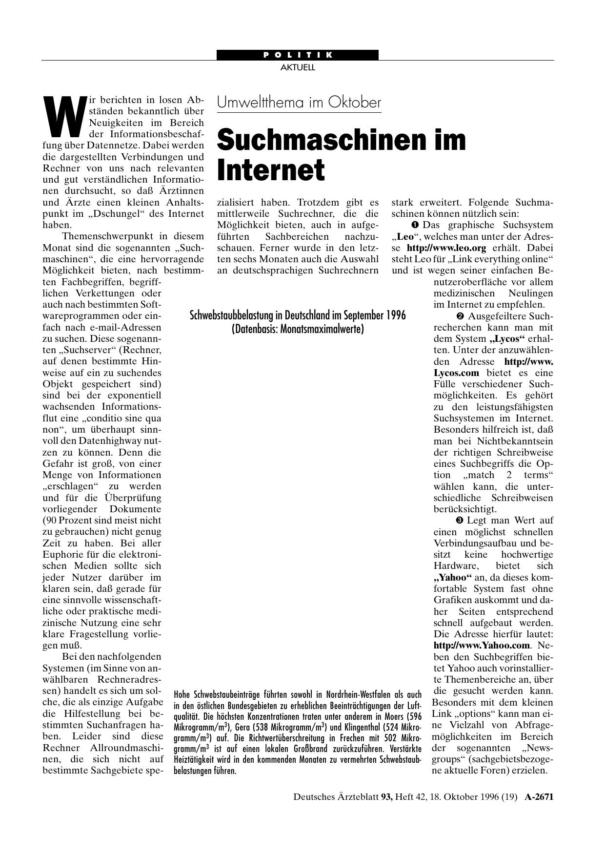 Vorschauseite 1: Umweltthema im Oktober: Suchmaschinen im Internet
