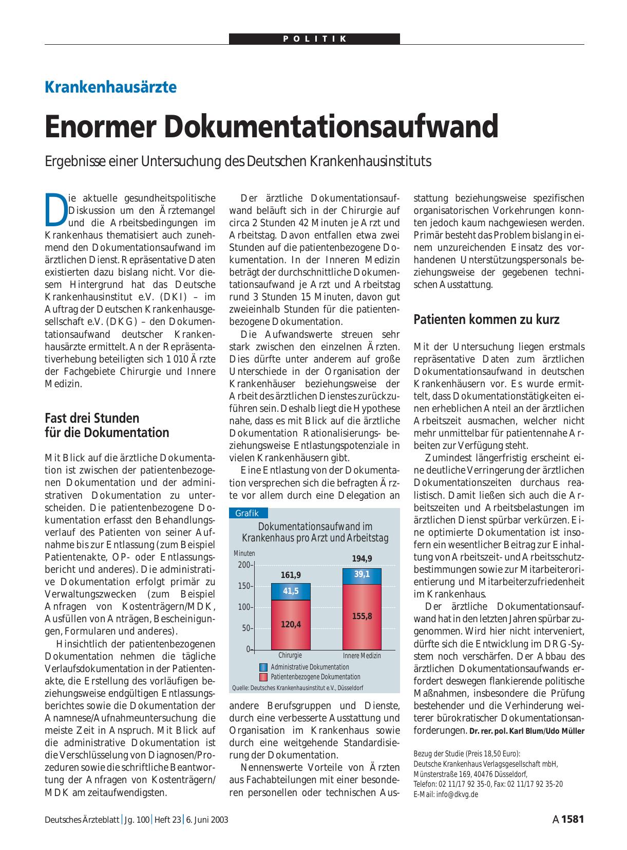 Vorschauseite 1: Krankenhausärzte: Enormer Dokumentationsaufwand