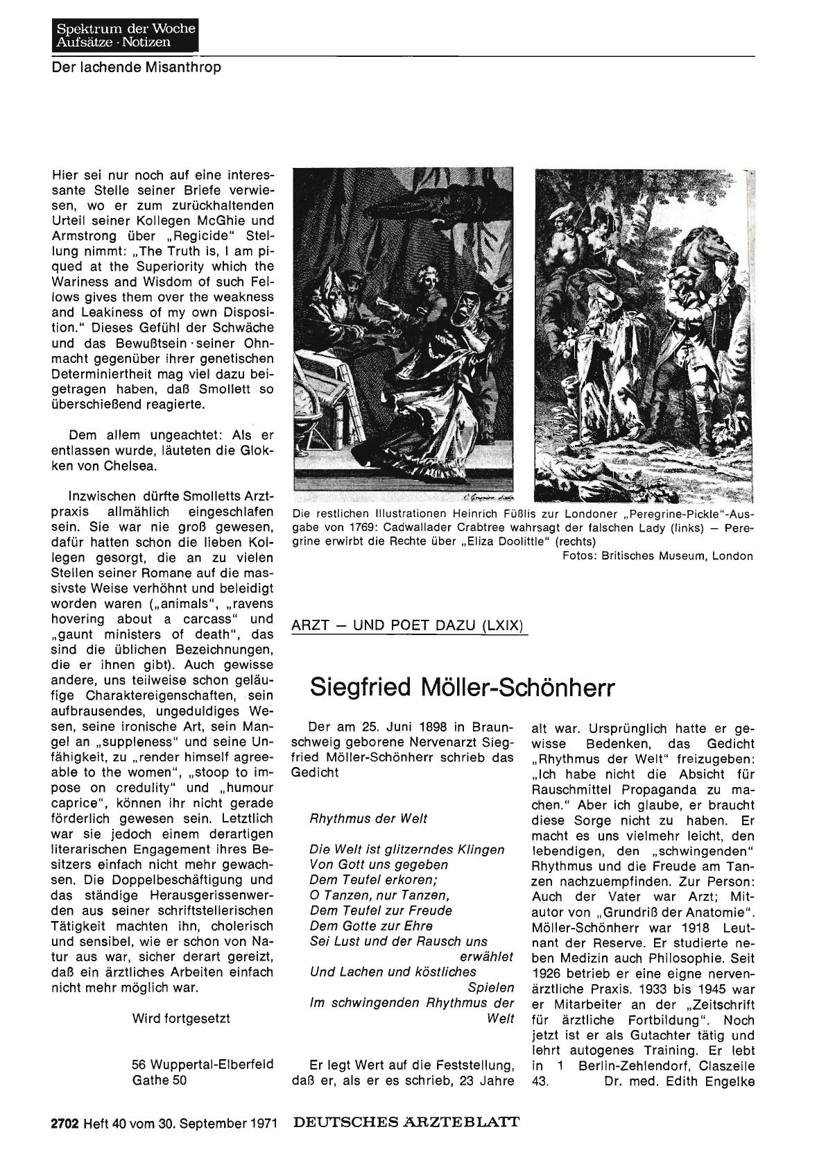 Vorschauseite 1: Arzt — und Poet dazu (LXIX) Siegfried Möller-Schönherr