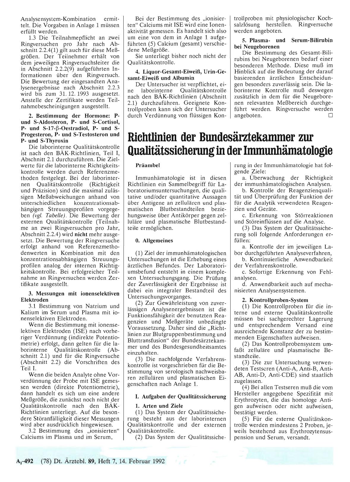 Vorschauseite 1: Richtlinien der Bundesärztekammer zur Qualitätssicherung in der Immunhämatologje