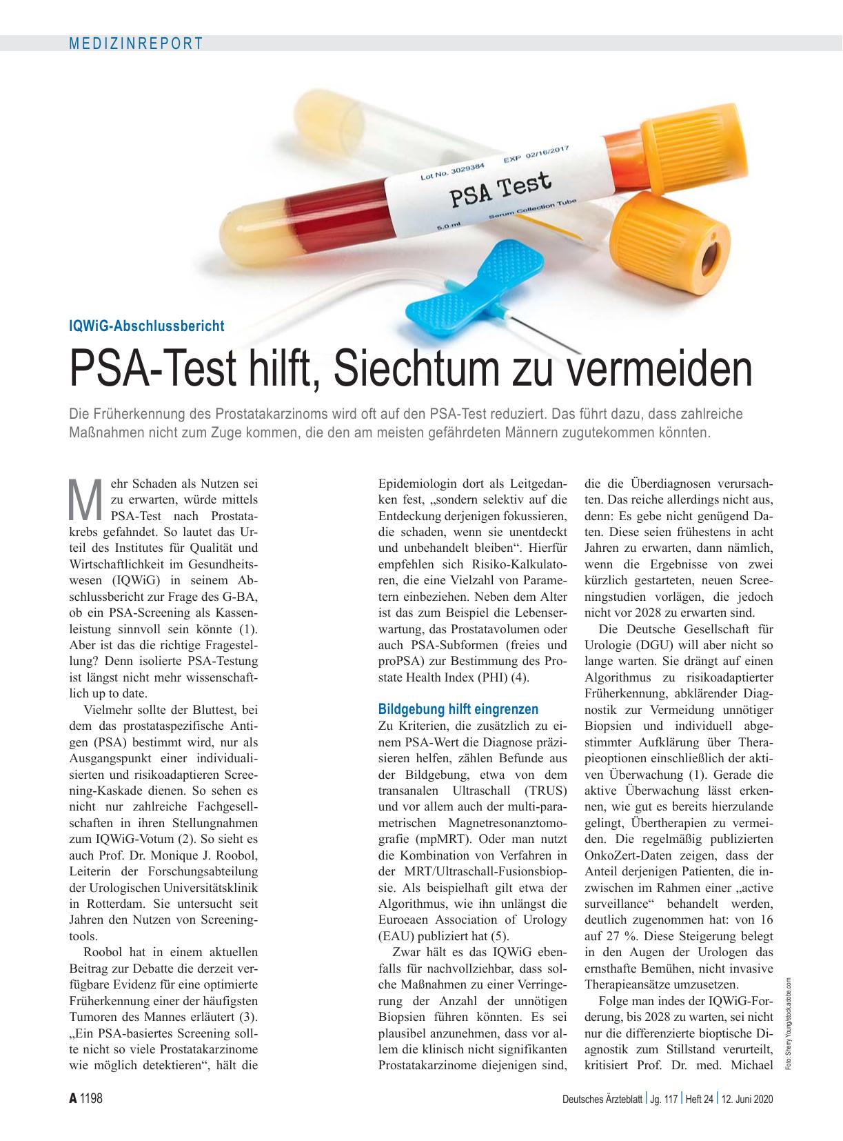 Vorschauseite 1: IQWiG-Abschlussbericht: PSA-Test hilft, Siechtum zu vermeiden