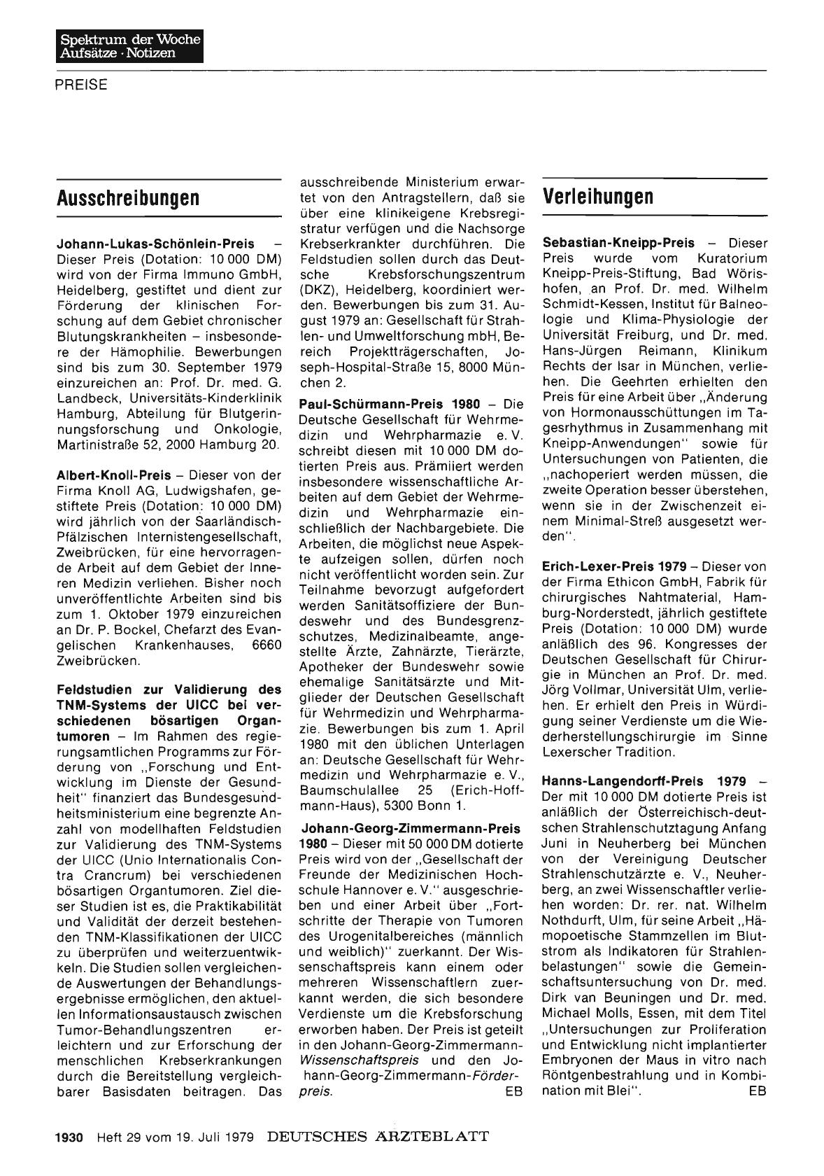 Vorschauseite 1: Ausschreibungen