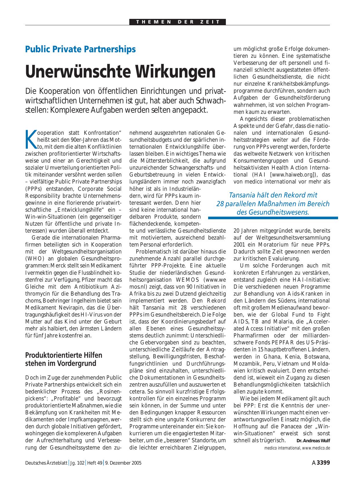 Vorschauseite 1: Public Private Partnerships: Unerwünschte Wirkungen