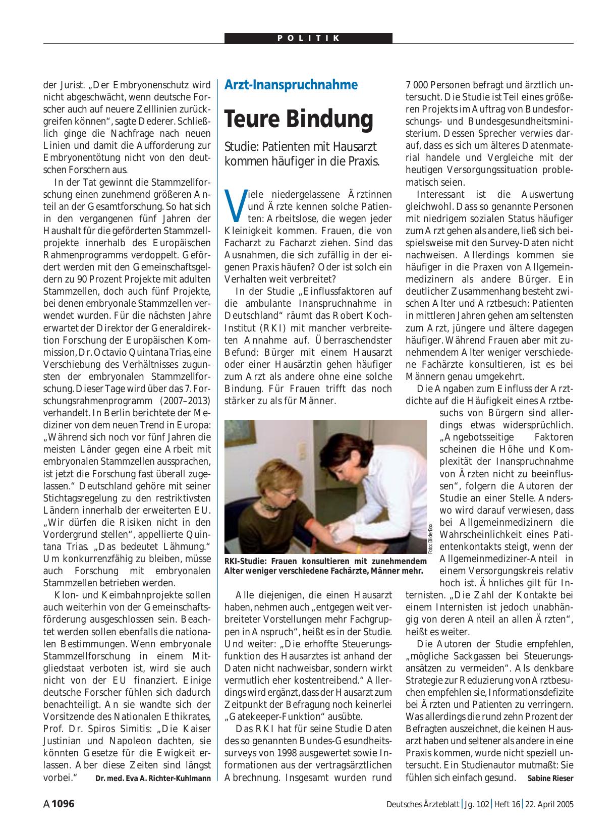 Vorschauseite 1: Arzt-Inanspruchnahme: Teure Bindung