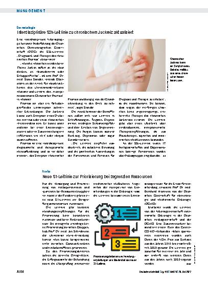 Vorschauseite 1: Dermatologie: Interdisziplinäre S2k-Leitlinie zu chronischem Juckreiz aktualisiert