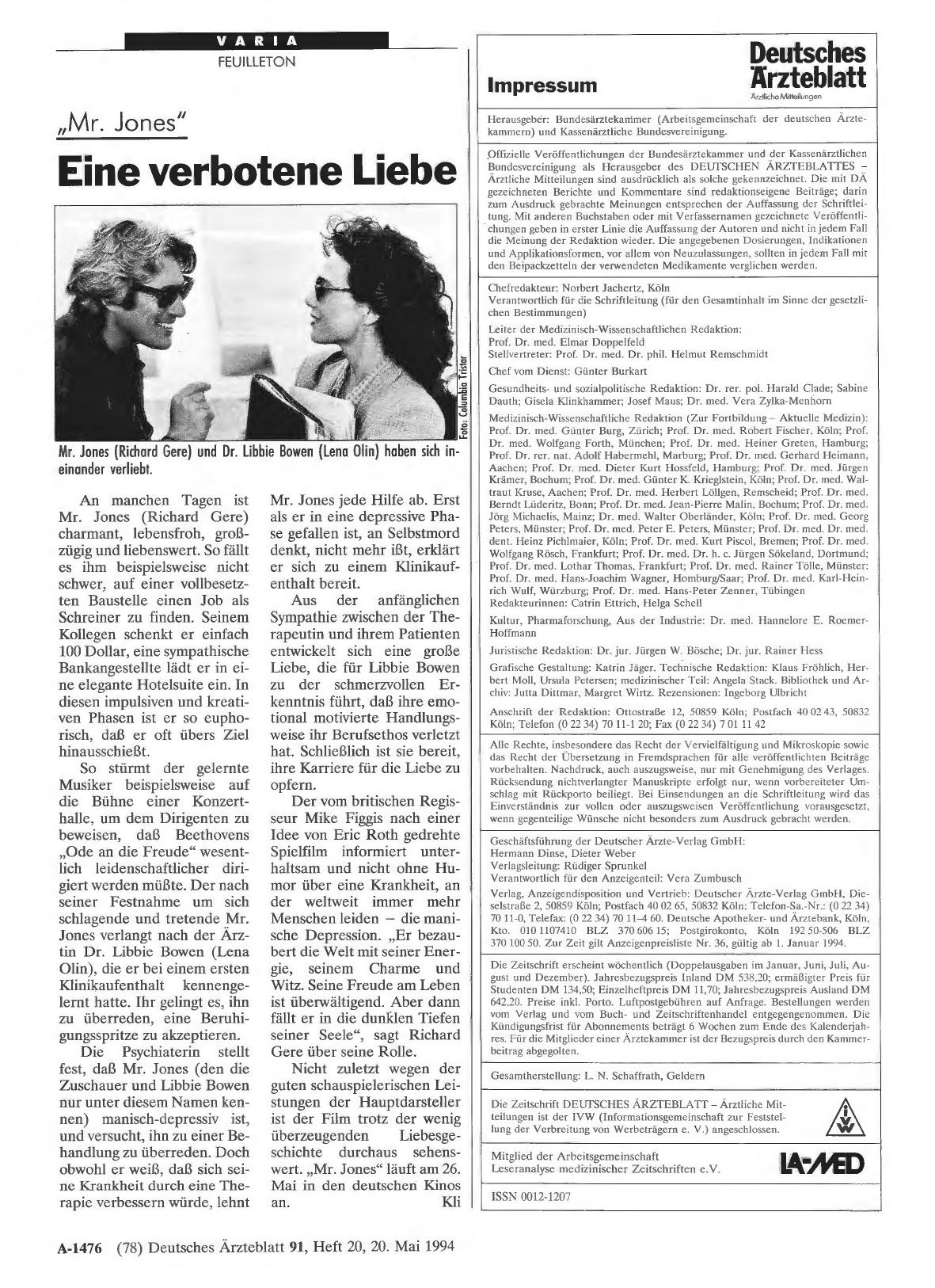 Vorschauseite 1: „Mr. Jones“: Eine verbotene Liebe
