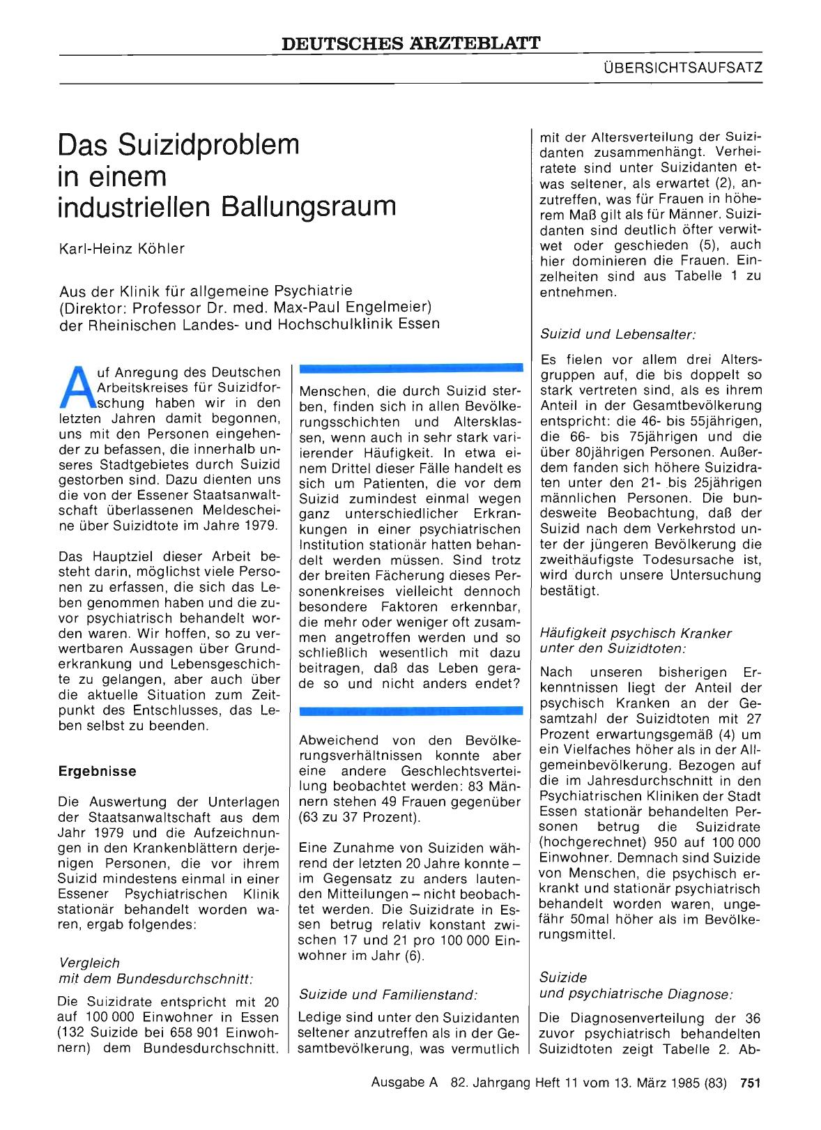 Vorschauseite 1: Das Suizidproblem in einem industriellen Ballungsraum