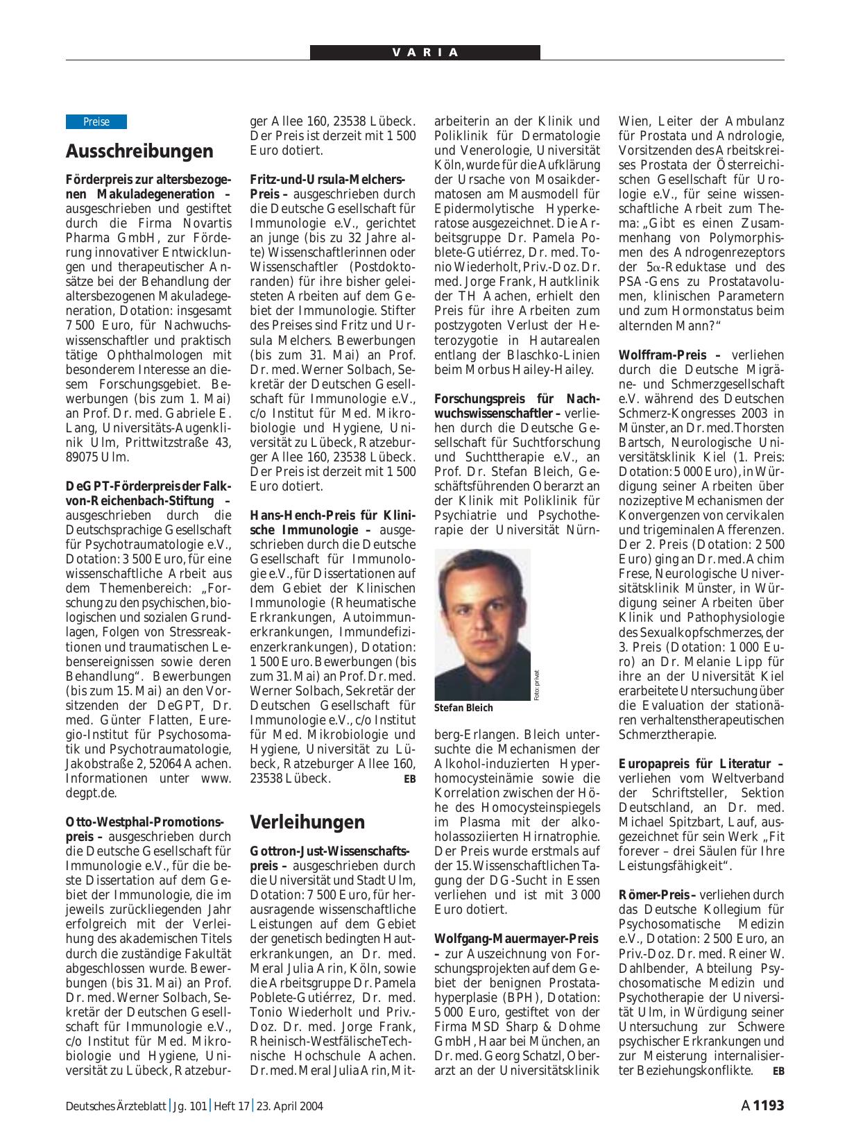 Vorschauseite 1: Ausschreibungen