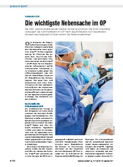 Vorschauseite 1: Kommunikation: Die wichtigste Nebensache im OP