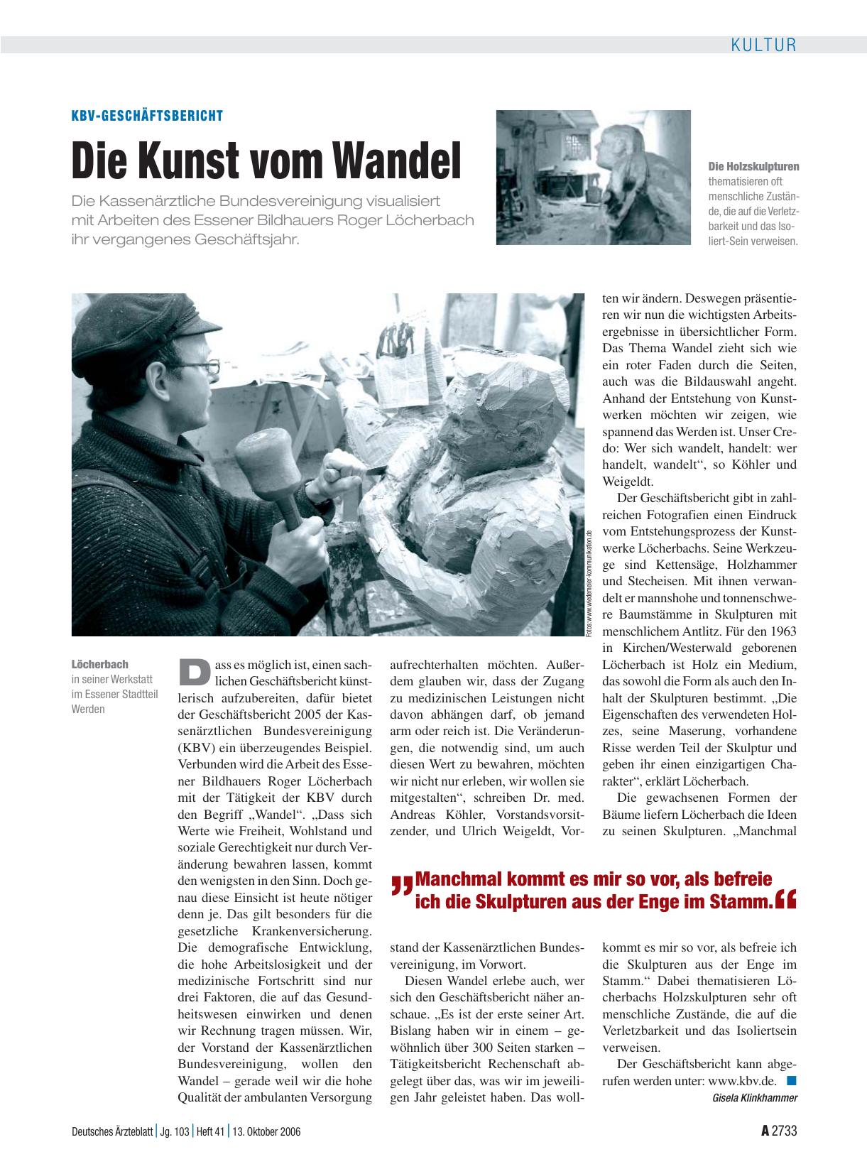 Vorschauseite 1: KBV-Geschäftsbericht: Die Kunst vom Wandel
