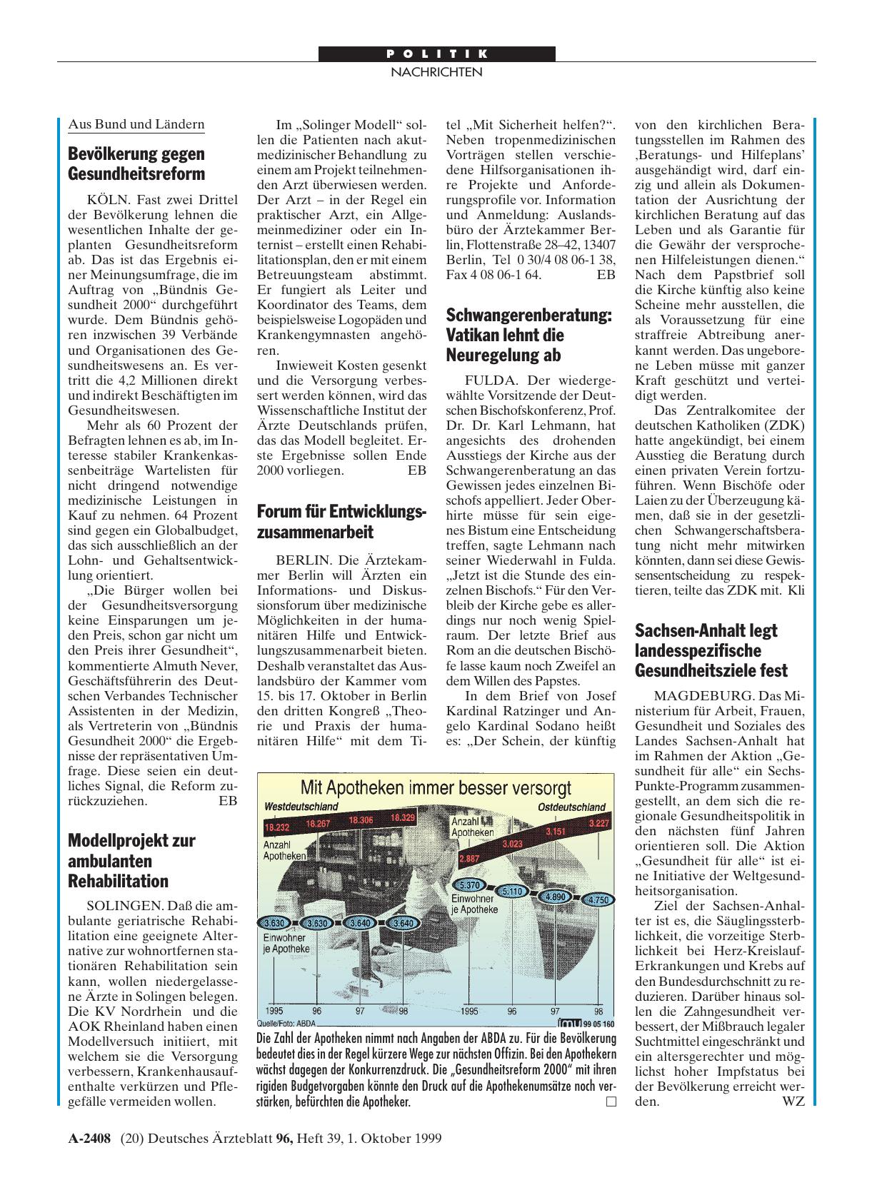 Vorschauseite 1: Bevölkerung gegen Gesundheitsreform
