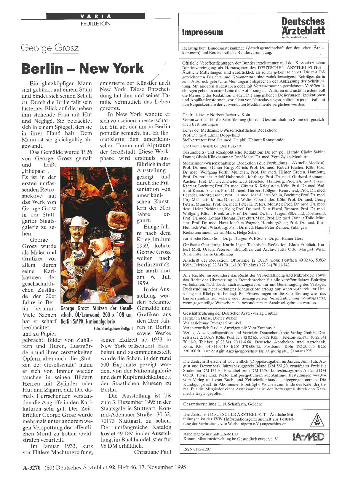 Vorschauseite 1: George Grosz: Berlin - New York