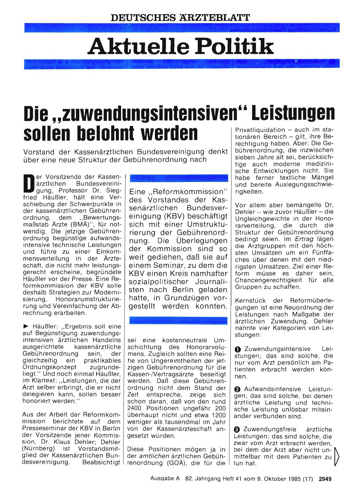 Vorschauseite 1: Die, ,zuwendungsintensiven'' Leistungen sollen belohnt werden