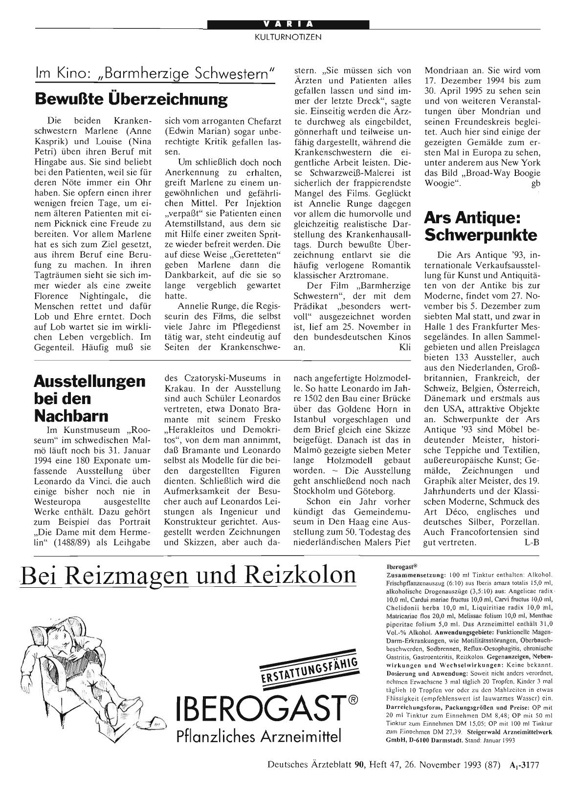 Vorschauseite 1: Im Kino: „Barmherzige Schwestern“: Bewußte Überzeichnung