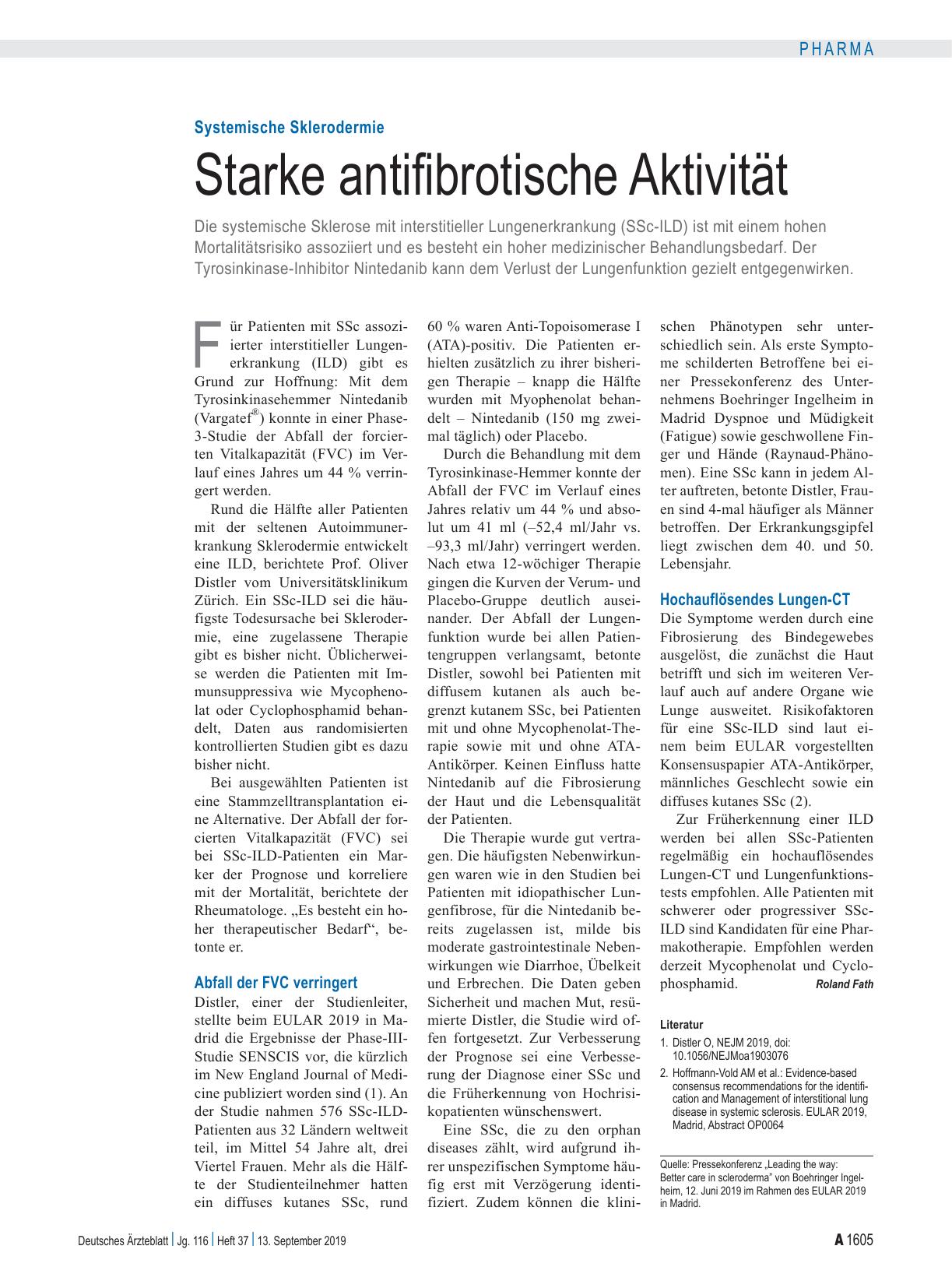 Vorschauseite 1: Systemische Sklerodermie: Starke antifibrotische Aktivität