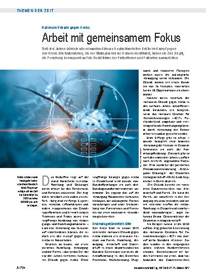 Vorschauseite 1: Nationale Dekade gegen Krebs: Arbeit mit gemeinsamem Fokus