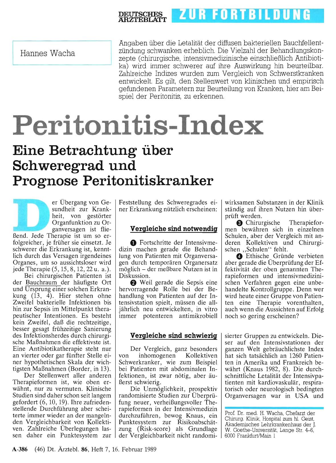 Vorschauseite 1: Peritonitis-Index