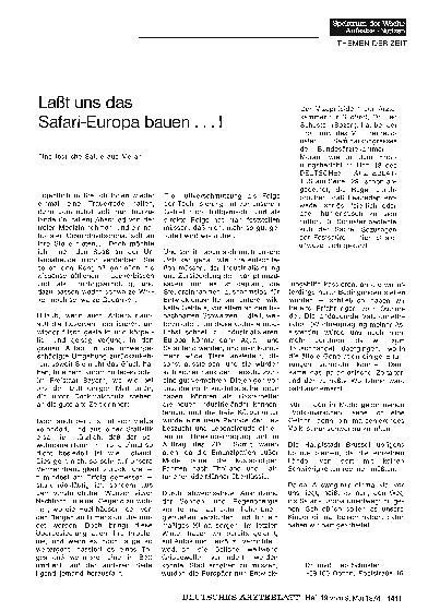 Vorschauseite 1: Laßt uns das Safari-Europa bauen. .. !