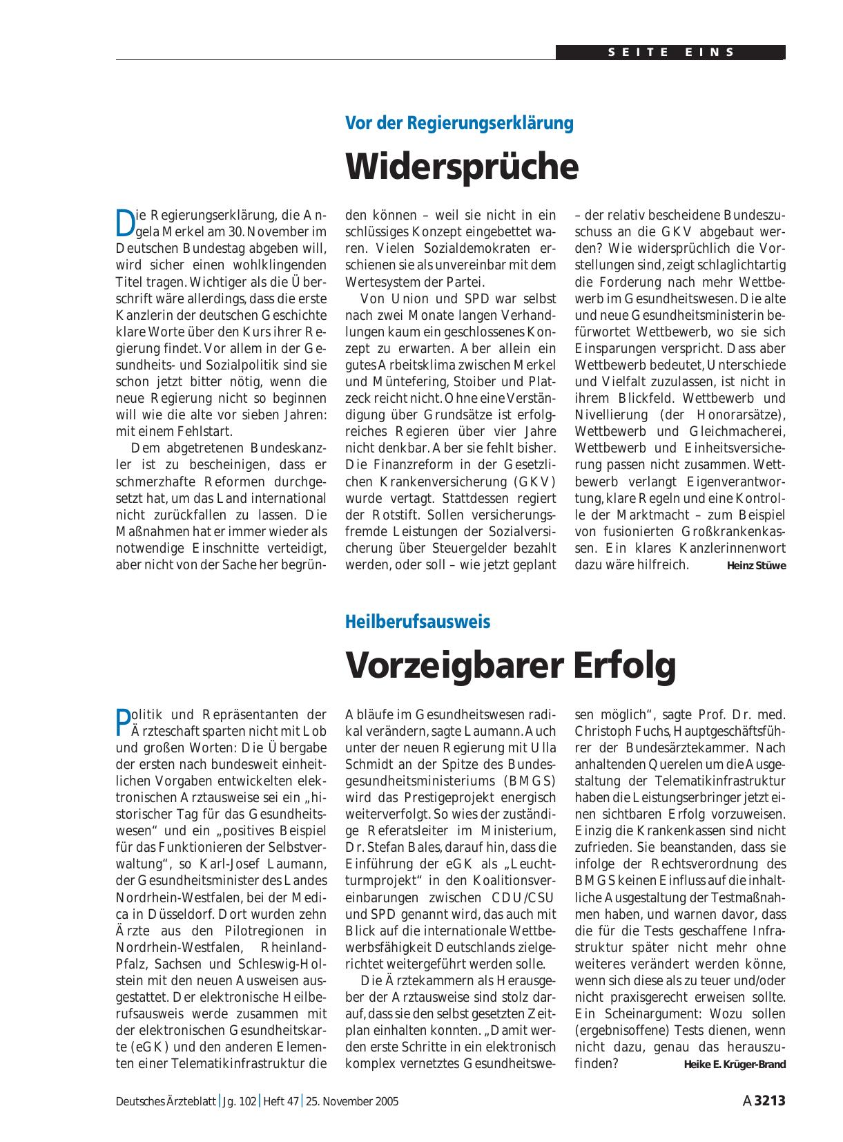 Vorschauseite 1: Vor der Regierungserklärung: Widersprüche