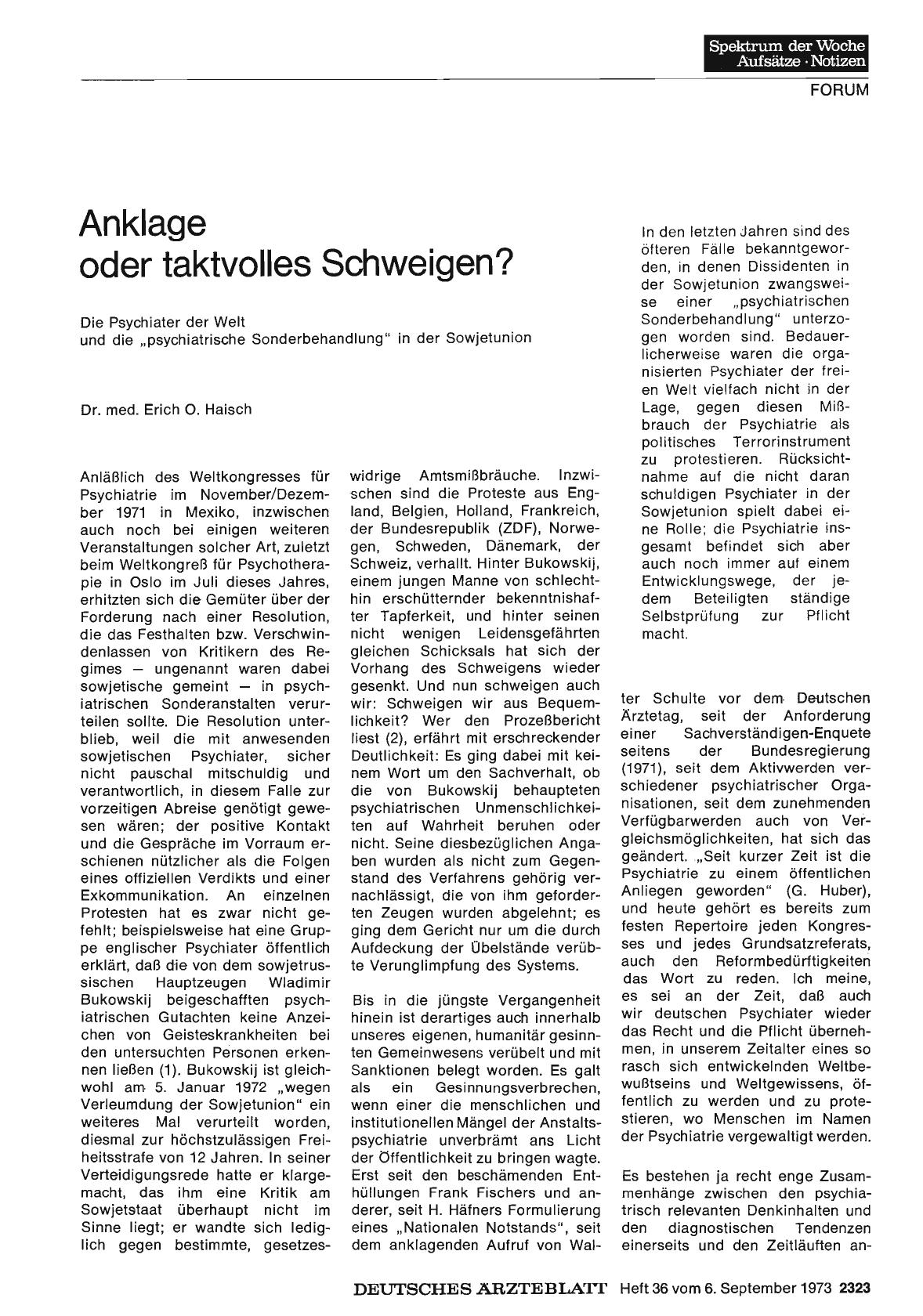 Vorschauseite 1: Anklage oder taktvolles Schweigen?