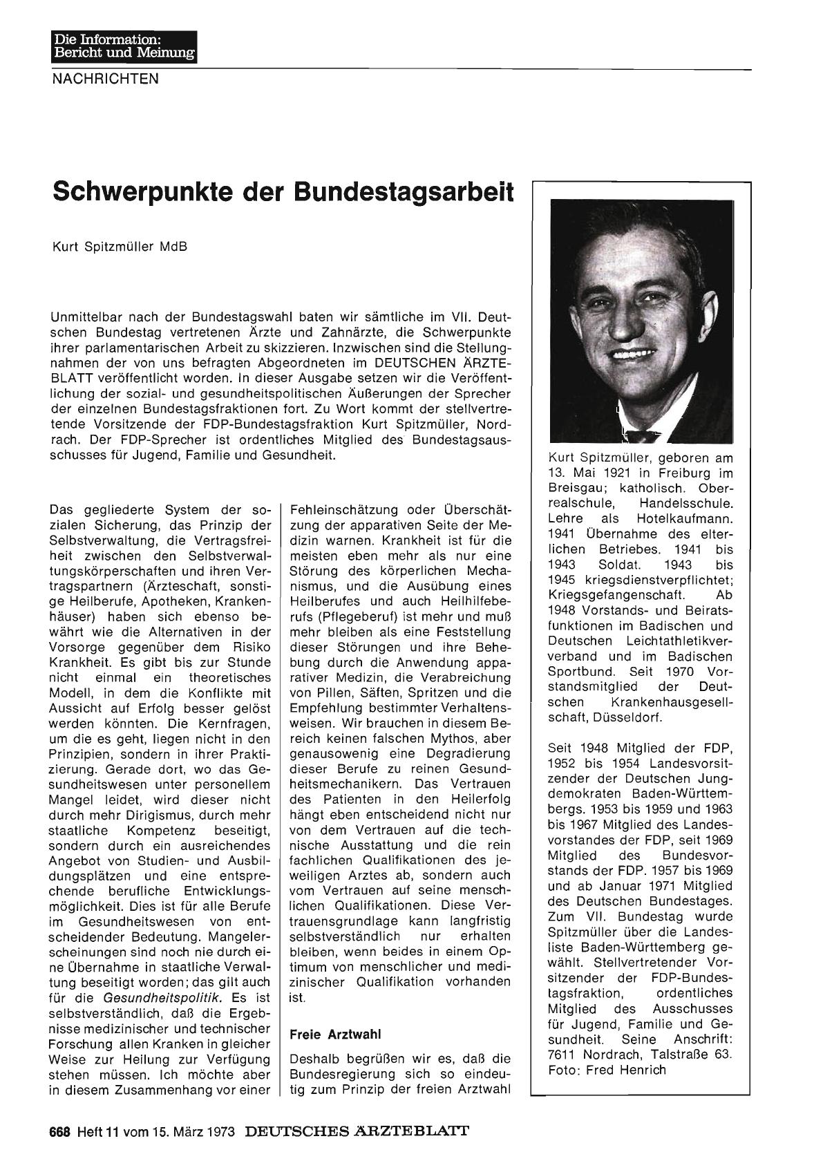 Vorschauseite 1: Schwerpunkte der Bundestagsarbeit
