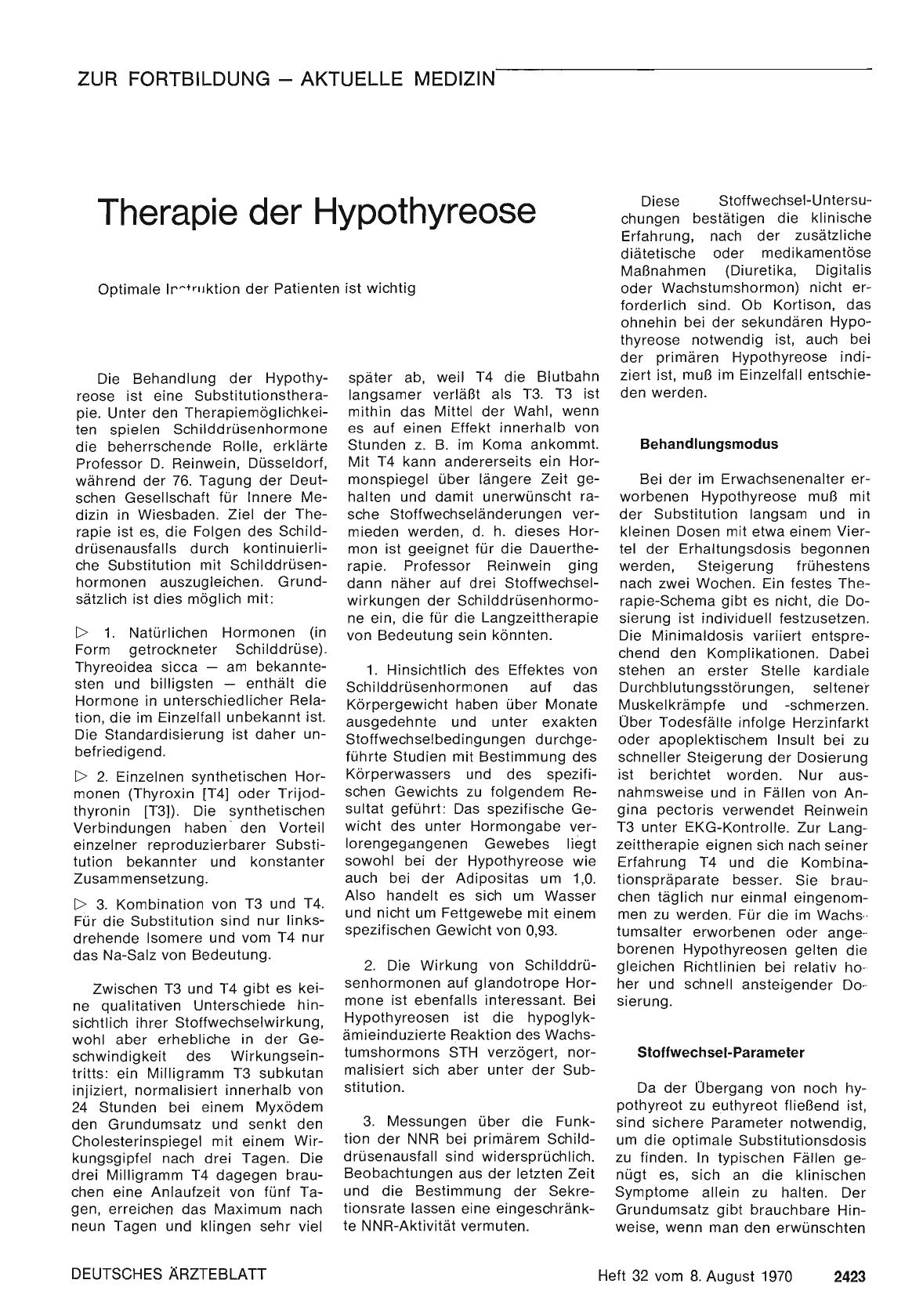 Vorschauseite 1: Therapie der Hypothyreose