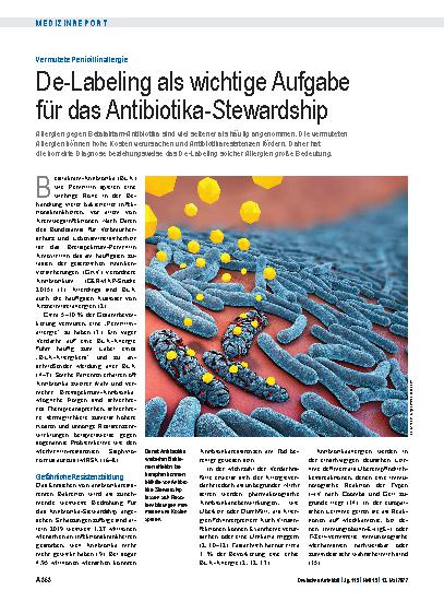 Vorschauseite 1: Vermutete Penicillinallergie: De-Labeling als wichtige Aufgabe für das Antibiotika-Stewardship